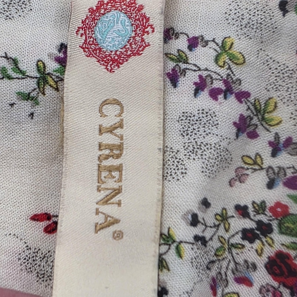 Cyrena Tunic Shirt Womens Small Multicolor Floral Button Front Boho Long Sleeve - Picture 4 of 11